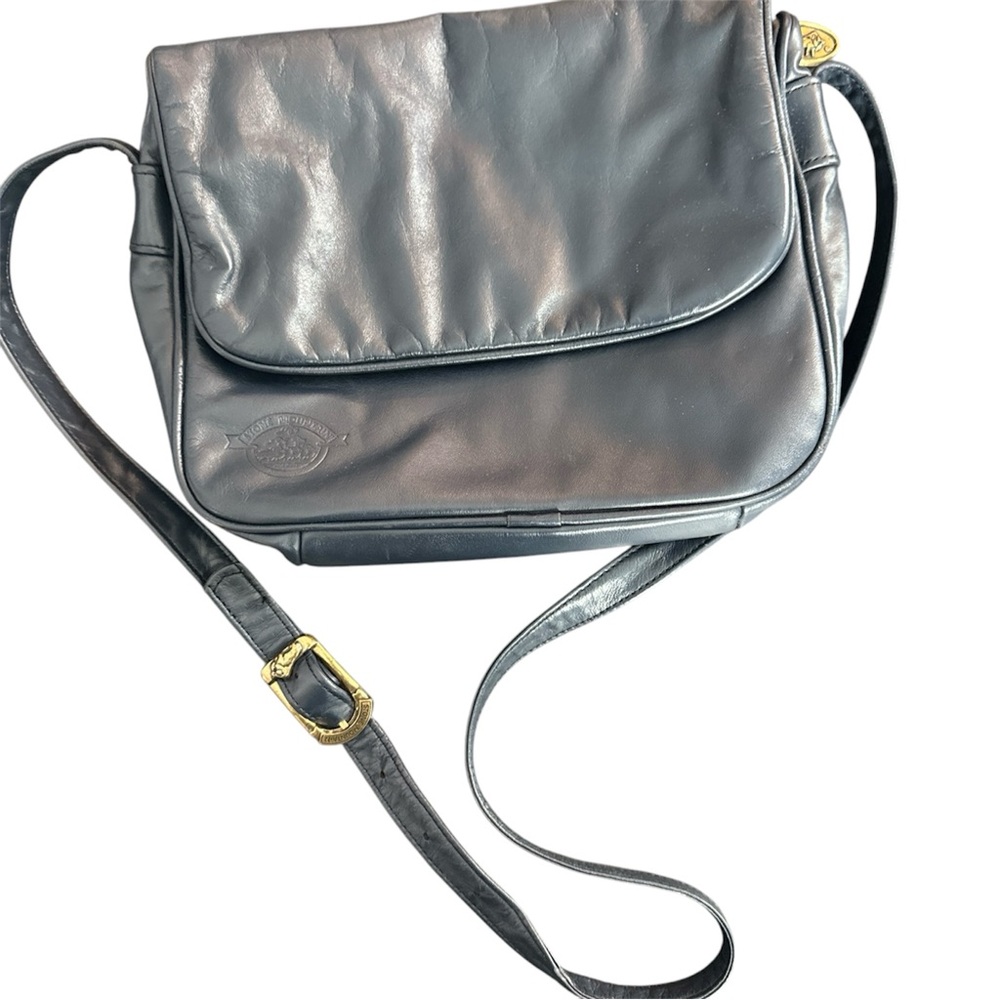 Black Crossbody Bag with Flap Closure and Adjustable Strap